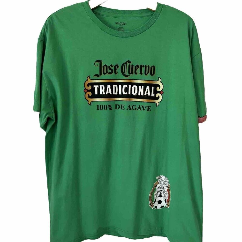 Jose Cuervo T-shirt Top XL Kelly Green Red Federacion Mexicana De Futbol‎ Soccer